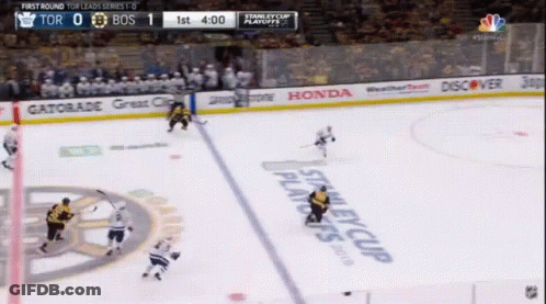 The First Round Of The Stanley Cup Playoffs Is Being Played Between The Boston Bruins And The Toronto Maple Leafs GIF
