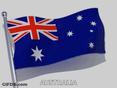 The Flag Of Australia Is Waving In The Wind On A Pole GIF