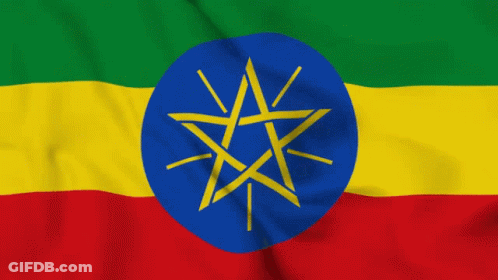 The Flag Of Ethiopia Has A Blue Circle With A Yellow Star In The Middle GIF