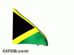 The Flag Of Jamaica Is Waving In The Wind On A White Background GIF