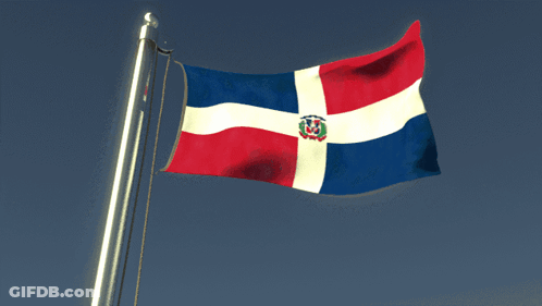 The Flag Of The Republic Of Dominican Republic Is Flying In The Wind GIF