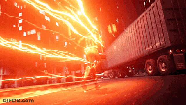 The Flash Running Lightning Speed Slide Truck GIF