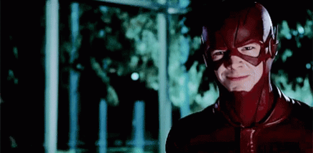 The Flash Running Smile Head Shake Grant Gustin GIF