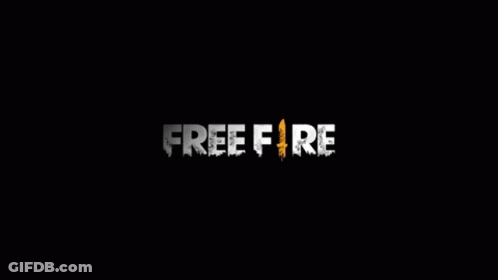 The Free Fire Logo Is White On A Black Background GIF