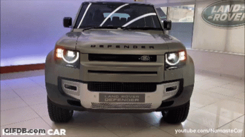 The Front Of A Land Rover Defender Is Shown GIF