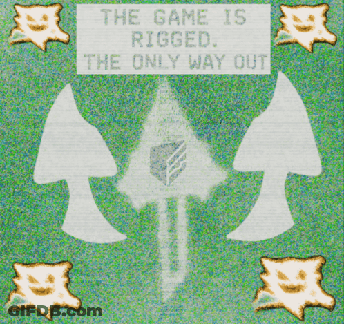 The Game Is Rigged The Only Way Out Is Written On A Green Background GIF