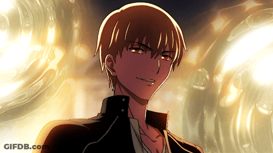 The Gilgamesh Smile With Lights GIF