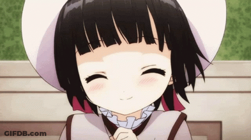 The Girl Is Wearing A White Hat And Smiling With Her Eyes Closed GIF