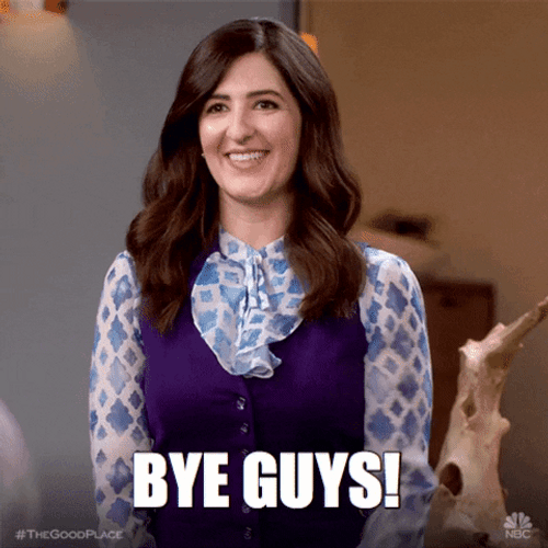 The Good Place Janet Bye Guys GIF
