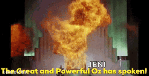 The Great And Powerful Oz Has Spoken In Front Of A Large Explosion GIF