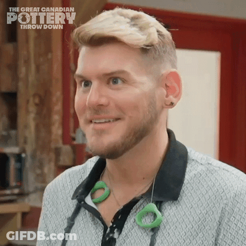 The Great Canadian Pottery Throw Down Shows A Man Wearing A Necklace GIF