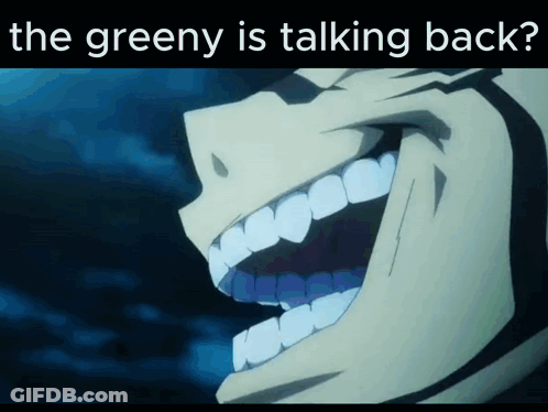 The Greeny Is Talking Back Written On A Screen GIF