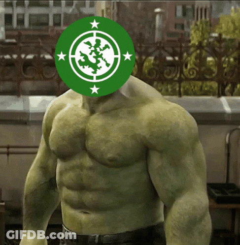The Hulk Has A Green Circle On His Head GIF