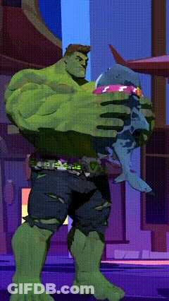 The Hulk Is Holding A Shark In His Hands GIF