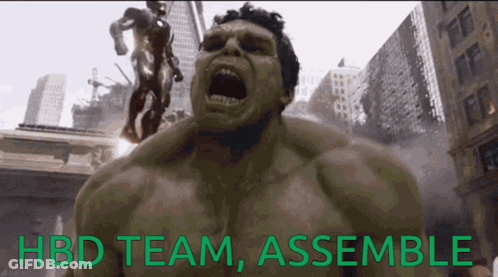 The Hulk Is Screaming With The Words Hbd Team Assemble Written Below Him GIF