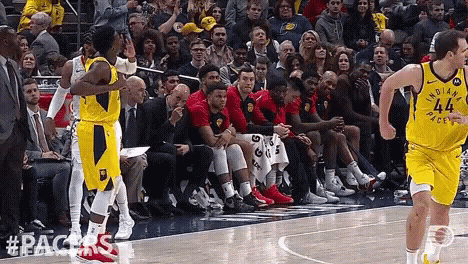 The Indiana Pacers Are Playing A Game Of Basketball Against The Chicago Bulls GIF