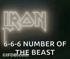 The Iron Maiden Logo Is Glowing In The Dark And Has A Number Of The Beast On It . GIF
