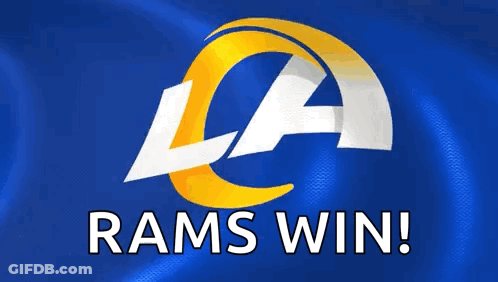The La Rams Logo Is On A Blue Flag GIF