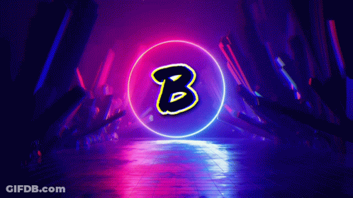 The Letter B Is In A Neon Circle On A Purple Background GIF