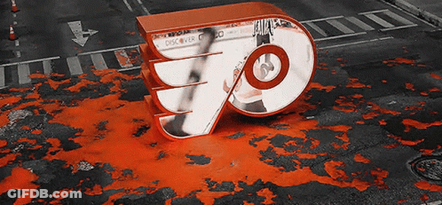 The Letter F Is Covered In Red Paint On The Ground GIF
