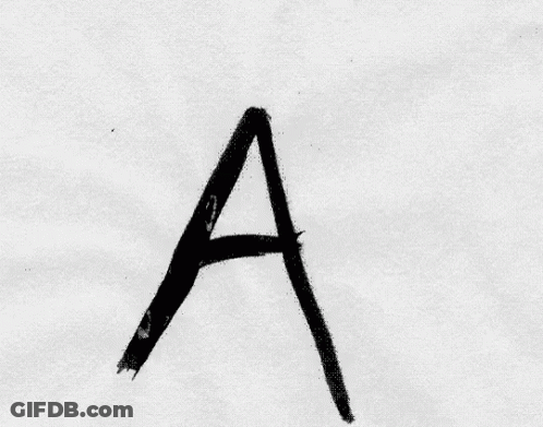The Letter M Is Written In Black Ink On A White Surface GIF