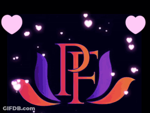 The Letter P Is Surrounded By Hearts And Leaves GIF