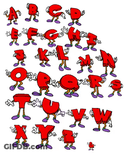 The Letters Of The Alphabet Are Animated In A Cartoon Style GIF