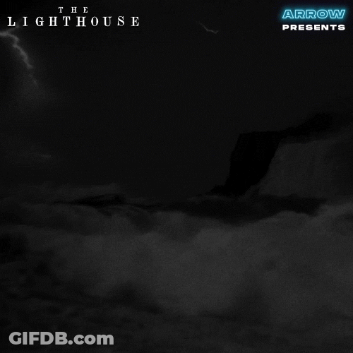The Lighthouse Big Waves Lightning GIF