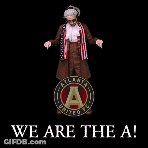 The Logo For Atlanta United Fc Has A Gold Letter A In A Red Circle GIF