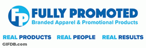 The Logo For Fully Promoted Branded Apparel & Promotional Products GIF