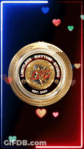The Logo For Limitless Rhythm Studio Has A Microphone In The Center GIF