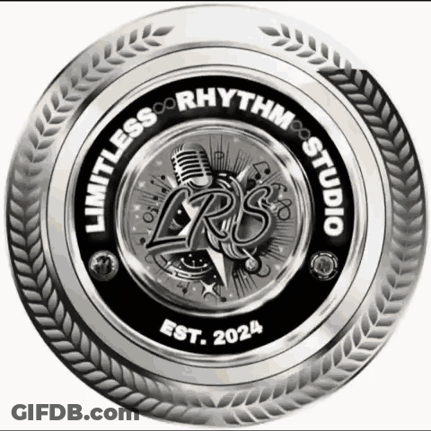 The Logo For Limitless Rhythm Studio Shows A Microphone And A Star GIF
