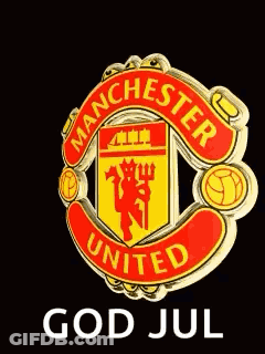 The Logo For Manchester United Is On A Black Background . GIF