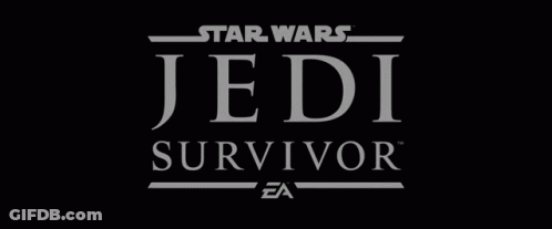 The Logo For Star Wars Jedi Survivor Is A Black Background With White Text . GIF