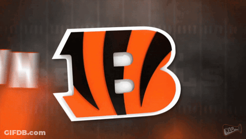The Logo For The Cincinnati Bengals Is Shown In Orange And Black GIF