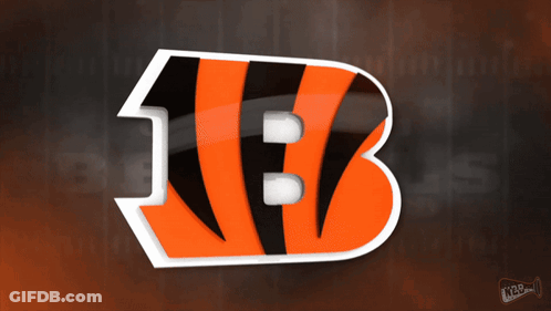The Logo For The Cincinnati Bengals Is Shown In Orange And Black GIF