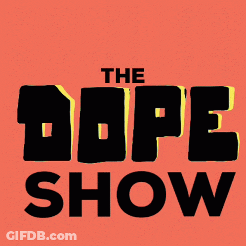 The Logo For The Dope Show On A Pink Background GIF
