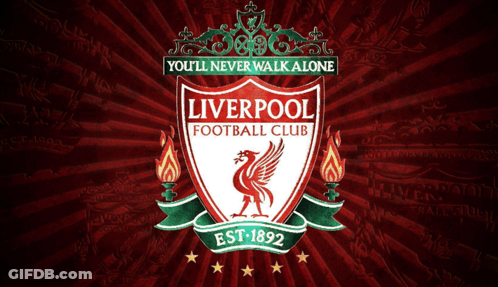 The Logo For The Liverpool Football Club Has A Red Background GIF