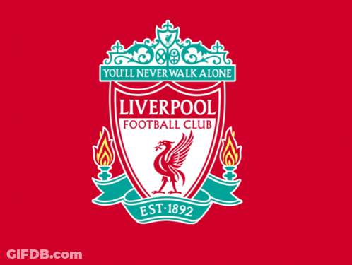 The Logo For The Liverpool Football Club Has A Red Background GIF