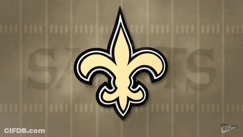 The Logo For The New Orleans Saints Is Shown On A Football Field GIF