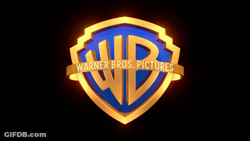 The Logo For Warner Bros. Pictures Is Shown On A Dark Background GIF
