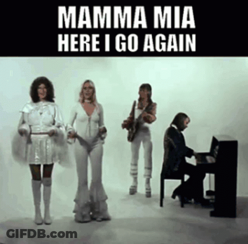 The Mamma Mia Here I Go Again Album Cover GIF