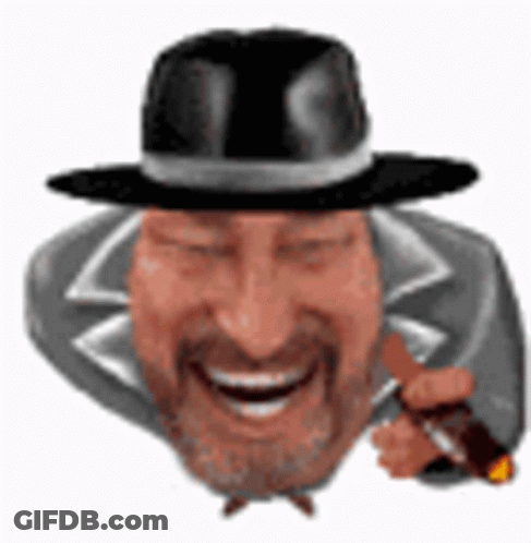 The Man Is Wearing A Hat And Smoking A Cigar . GIF