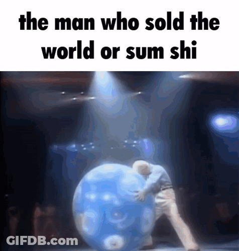 The Man Who Sold The World Pushing Large Blue Balloon GIF