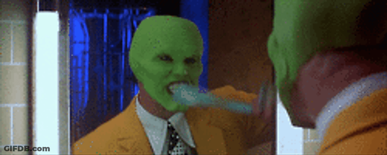 The Mask Doing Tooth Brushing GIF