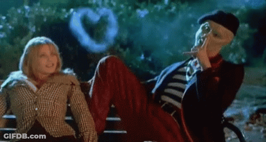 The Mask Playing Smoke While Courting GIF