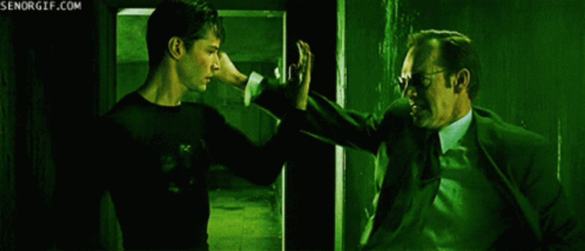 The Matrix Neo Agent Smith Fighting GIF