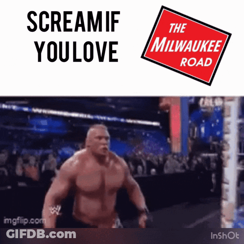 The Milwaukee Road Sign Next To Man GIF