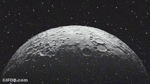 The Moon Is Surrounded By Stars In A Dark Space GIF