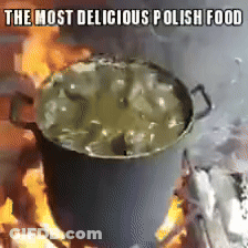 The Most Delicious Polish Food Is Being Cooked On A Fire GIF